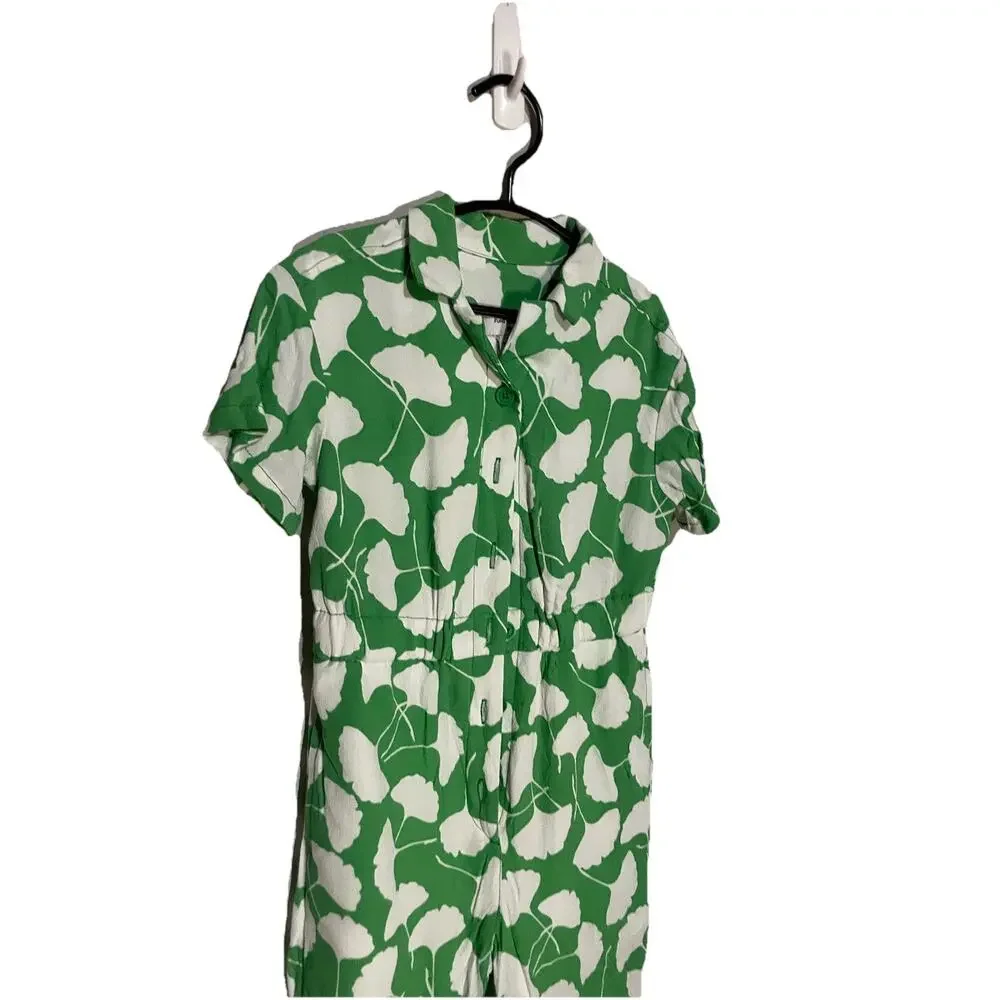 Diane von Furstenberg for Target Green White Ginkgo‎ Leaf Jumpsuit 3t